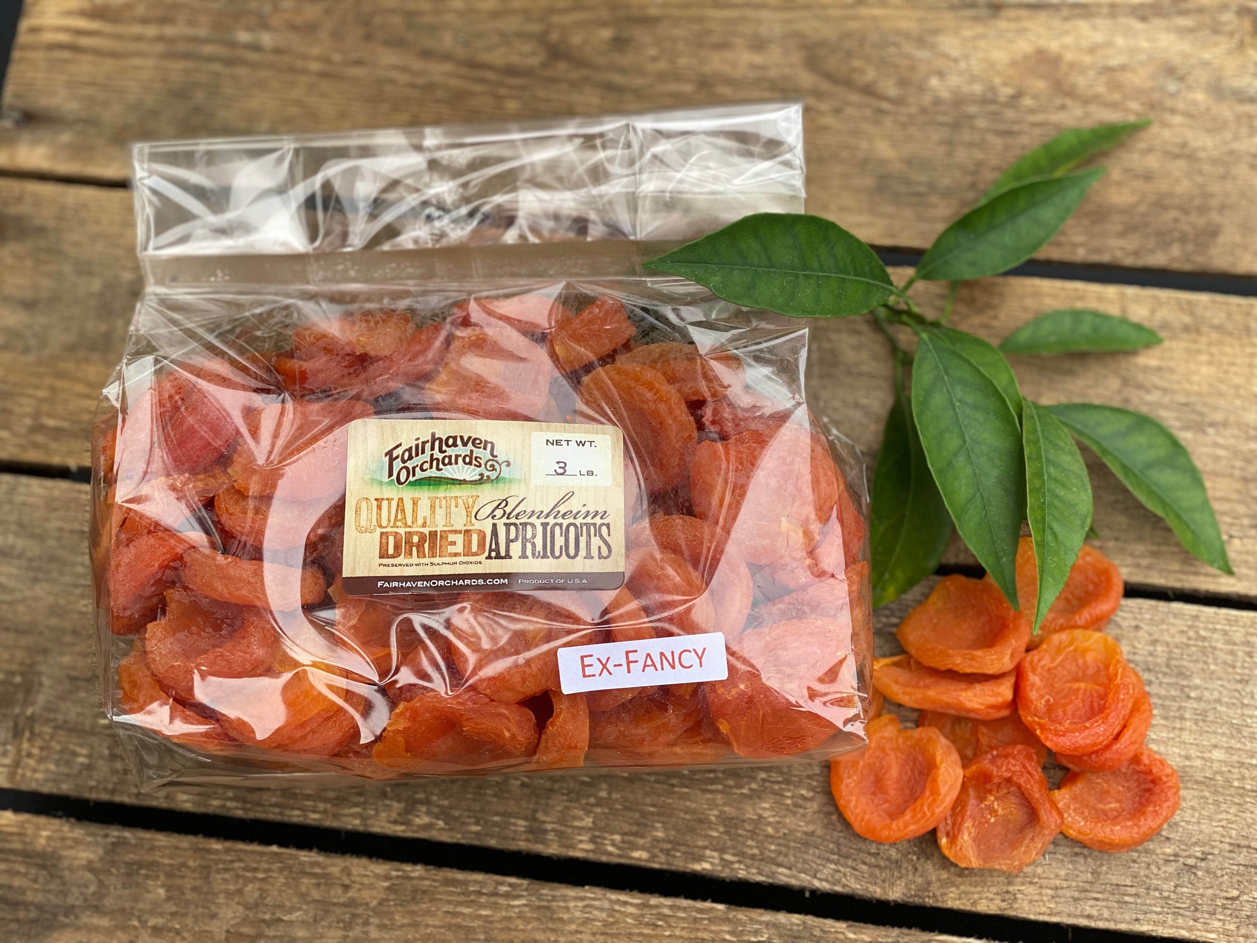 3 Pound SLAB MIX Dried Blenheim Apricots Fairhaven Orchards