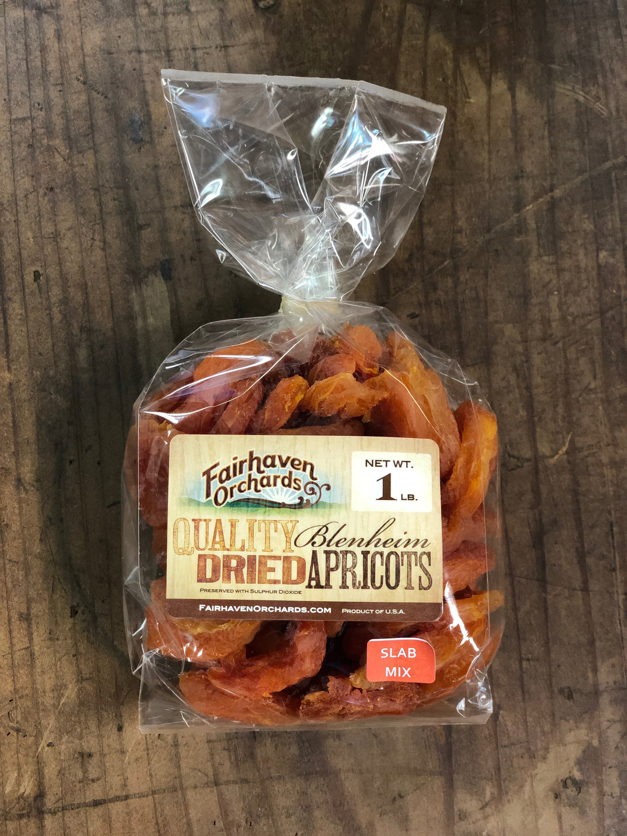 1 Pound Bag SLAB MIX Dried Blenheim Apricots Fairhaven Orchards